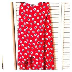 J. Crew Factory tulip hem red floral skirt